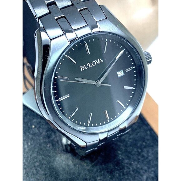 Bulova Men's Watch 98B289 Quartz Black Dial Date Stainless Steel 41mm - Picture 1 of 14